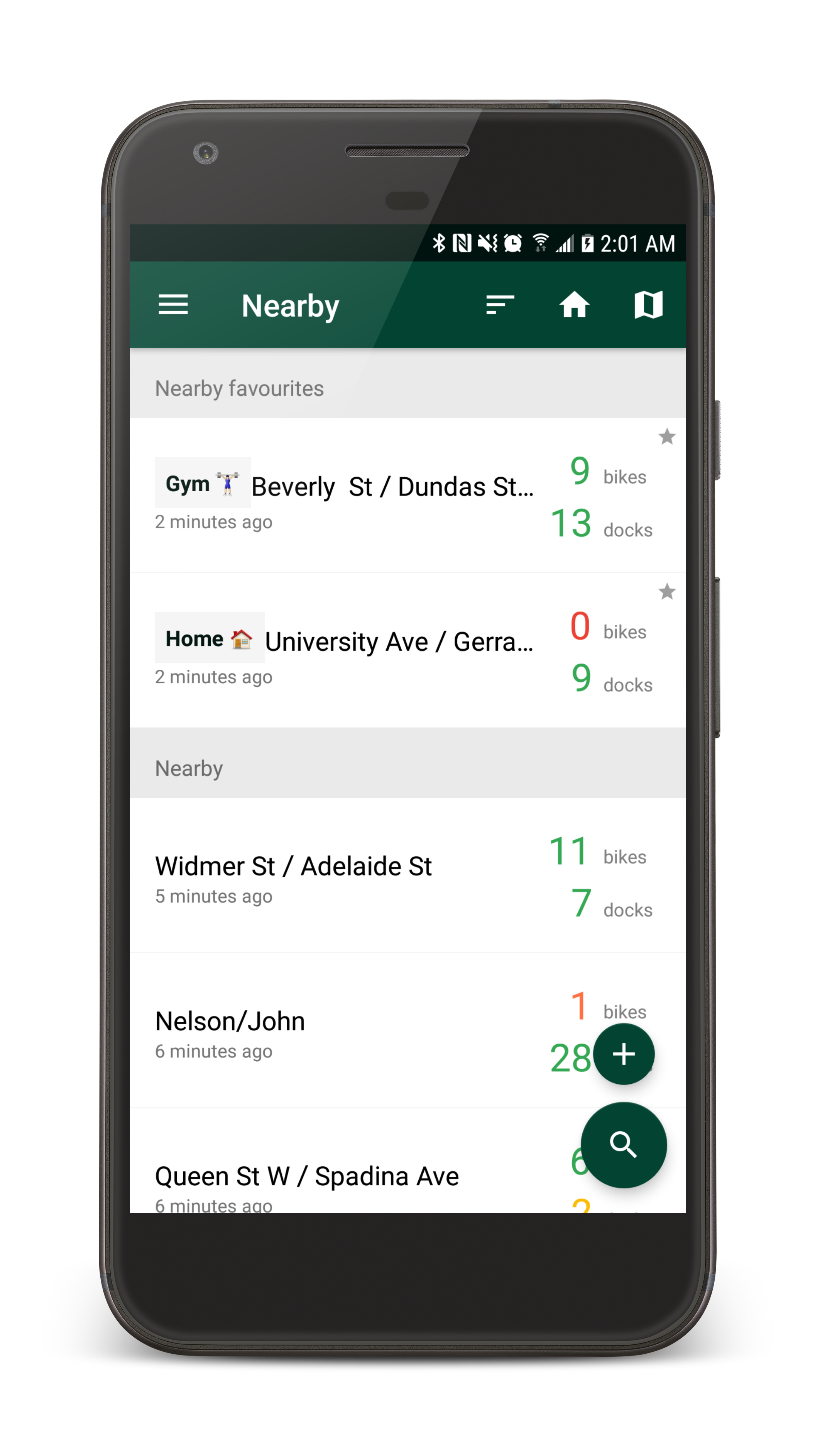 Context list for a fast tap and go experience. Speed matters.
